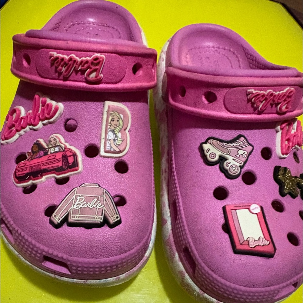 Barbie Pink Kids Crocs with Barbie Giblets